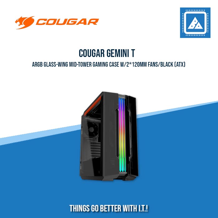 COUGAR CASE GEMINI T PRO / MID-TOWER / RGB AND GULL WING DESIGN / 2 HINGE Tempered Glass COVER COUGAR CASE GEMINI T PRO / MID-TOWER / RGB AND GULL WING DESIGN / 2 HINGE Tempered Glass COVER